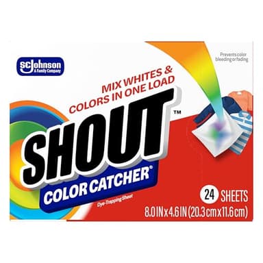 Shout Color Catcher Sheets for Laundry, Allow Mixed Washes, Prevent Color Runs and Maintain Original Clothing, 24 Count - Pack of 1
