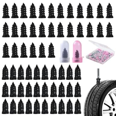 60 Pcs Tire Repair Screws, Tire Repair Rubber Nail, Screw in Tire Plugs,Quick Tool Tire Plugs, Self-Service Tire Repair Rubber Nail Kit for Patching Punctures in Vacuum Tires of Cars, Motorcycles (60)