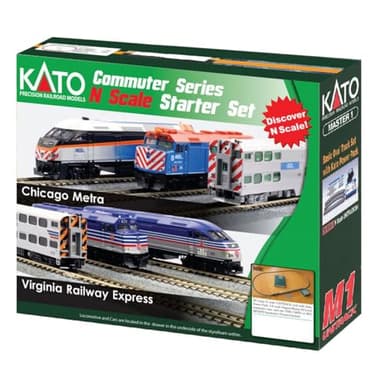 Kato USA Model Train Products N MP36PH and Gallery Bi-Level Commuter Series Chicago Metra UNITRACK Starter Set