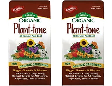 Espoma Organic Plant-Tone 5-3-3 Natural & Organic All Purpose Plant Food; 4 lb. Bag; Organic Fertilizer for All Flowers, Vegetables, Trees, and Shrubs. - Pack of 2