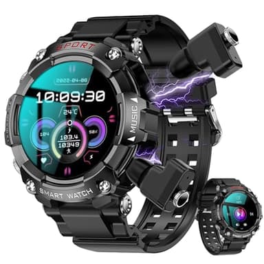 YPSDOOWKJ Smart Watch with Earbuds for Men Women,1.52" HD Screen,9D Sound Effects,Fitness & Sleep Monitor, Bluetooth Call, Message notifcation, Android Phones and iOS Compatible, Rugged Durability