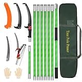 SMONTER 26Ft Pole Saw for Tree Trimming Manual Branch Pruner with Sharp Scissor Extendable Tree Pole Pruner Cutting Set Garden Tools