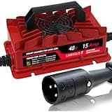 LHIBYOLO 48V Golf Carts Battery Charger for 15 AMP Club Car, with Type 3-Pin Round Plug, 4-7 Hours Full Charger,Club Car Charger 48 Volt,48 Volt Golf Cart Batteries Charger