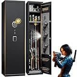 8-12 Fingerprint Gun Safe for Rifles and Pistols,No Assembly Required, Large Rifle Safe with Quick-Access Lock,Gun Safe for Rifles and Password Lock, Gun Cabinet for Home with Adjustable Shelves