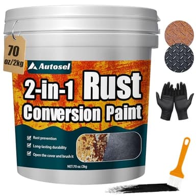2-in-1 Rust Converter & Metal Primer, Black Paint for Metal, Rust Conversion Paint, Water-Based Rust Reformer, Heat & UV Resistant Anti Rust Coating for Automotive, Marine, Industrial Use (70.5 oz)