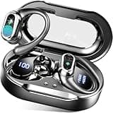 Wireless Earbuds, 2025 Bluetooth 5.4 Headphones Sport, Bluetooth Earbuds with ENC Noise Canceling Mic, 50H Stereo Wireless Headphones IP7 Waterproof with Earhooks, Dual LED Display for Running/Workout