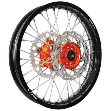 Warp 9 Complete Wheel Kit - Rear 19 x 2.15 Black Rim/Orange Hub/Silver Spokes and Nipples for KTM 250 XC-W i (Fuel Injected) 2018