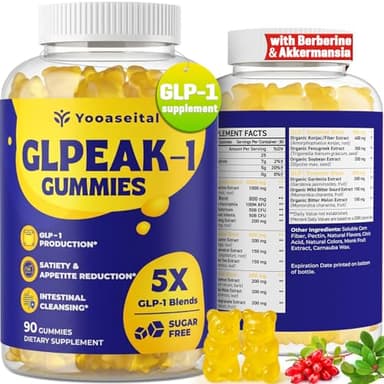 Yooaseital GLP-1, GLP-1 Supplement for Women & Men, Natural GLP 1 Gummies with Berberine, Akkermansia Probiotic, for GLP-1 Levels, Metabolism*, lmmune, Energy, Gut & Digestion, No Sugar, 90 Gummies