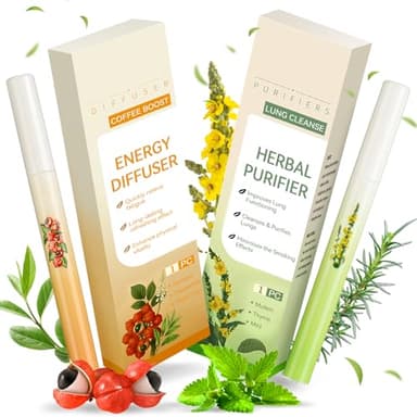Mullein Herbal Diffuser Pen – Smokeless Inhaler for Quitting Smoking, Lung Cleansing with Mullein Thyme & Mint – Flavored Air Freshener, 2 Sticks Vaporless