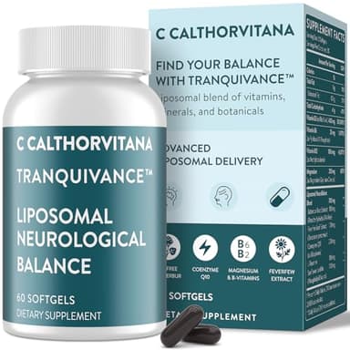 C Calthorvitana Migraine Relief Supplement – Liposomal Riboflavin, Vitamin B2 B6 & B12, Magnesium, CoQ10, L-Theanine, PA-Free Butterbur & Feverfew – Natural Head & Nerve – 60 Softgels