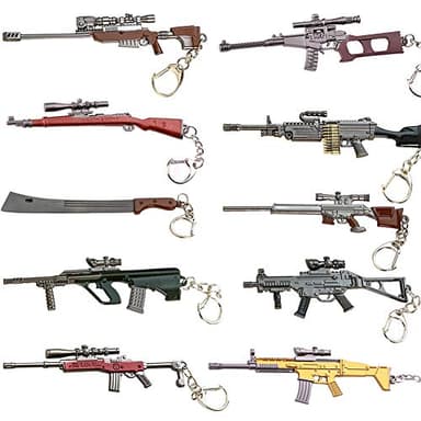 XKTIAN 10 PCS Miniature Metal Gift Sniper Rifle Gun Model Bag Accossories Pendant Keychains Key Rings