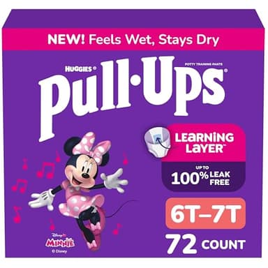 Pull-Ups Girls' Potty Training Pants, Size 6T-7T Training Underwear (55-75 lbs), 72 Count