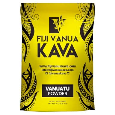 Fiji Vanua Kava Vanuatu Powder, Made from Pure Noble Kava with Sun-Dried Lateral Roots, Kava Premium with Kavalactones, Easy to Prepare Medium Grind Kava Root Powder, 8 oz