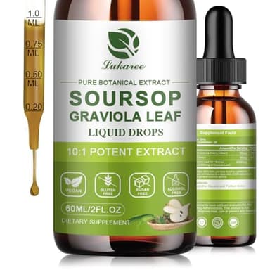 Lukaree Pure Soursop Leaves Extract, 10X Concentrated Graviola Soursop Bitters Liquid Drop for Immune Digestive Energy, Cold-Extracted with High Potency, Alcohol-Free, Vegan & Non-GMO