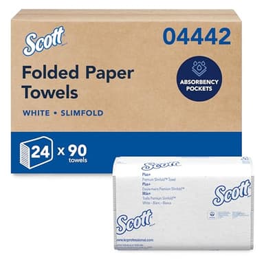 Scott Professional Pro Slimfold Folded Paper Towels, Bulk (04442), Absorbency Pockets, White, for Compatible Kimberly-Clark Professional Dispensers (24 Packs of 90 Sheets, 2,160 Sheet Total)
