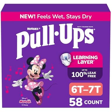 Pull-Ups Girls' Potty Training Pants, Size 6T-7T Training Underwear (55-75 lbs), 58 Count