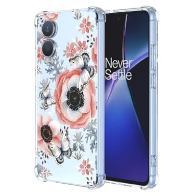 RRXSYXL for Oppo K12X Case ONE Plus CE4 Lite 5G Case with Clear Floral Pattern,Shockproof Soft Case for Oppo K12X ONE Plus CE4 Lite 5G,Butterfly