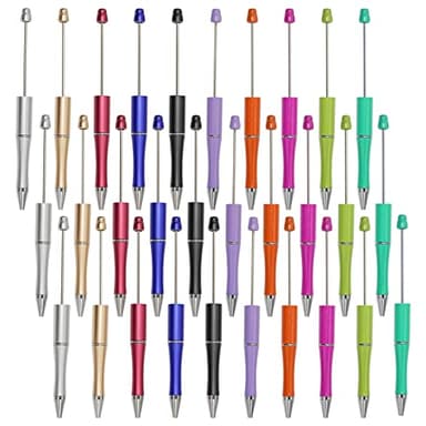 jiebor 30Pcs Beadable Pens Plastic Bead Ballpoint DIY Cute Cool Pens Black Ink for Women Men Bridal Graduation Gift Office Supplies