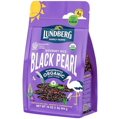 Lundberg Black Pearl Rice, Regenerative Organic Certified – Full-Bodied Black Rice, Responsibly Grown in California, 16 Oz