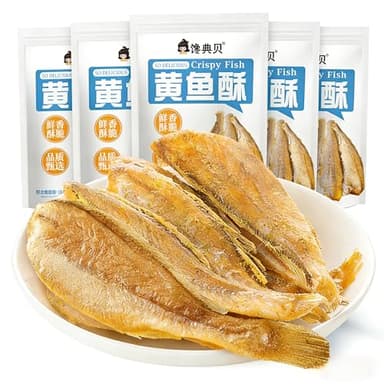 Premium Yellow Fish Crisps - Crispy Fish Snacks - Ready-to-Eat Asian Seafood Treat 5Pack