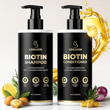 Tripeptide-Infused Biotin Hair Growth Shampoo and Conditioner Set, Onion Anti-Loss Volumizing Moisturizing Treatment for Soft Shine Hair, Rosemary Dandruff Routine Shampoo for Men and Women, 2x16.9oz