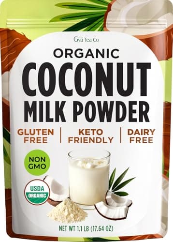 Gya Tea Co USDA Organic Coconut Milk Powder 1.1lb (17.64 Oz) - Blends Smoothly, Delicious Keto-Friendly Dairy Free Vegan Creamer for Coffee, Tea, Smoothies, Baking & Curry. Non-GMO, Gluten Free