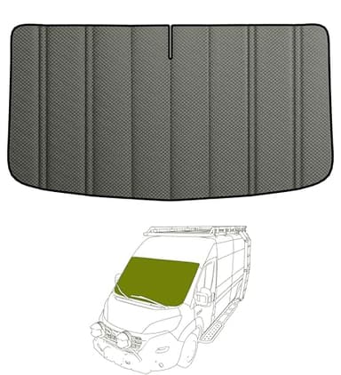 VANNCAMP Windshield Cover for Ram Promaster Van,2014-2026,Insulated Blackout Foldable Windshield Sunshade, AllSeasonGuard