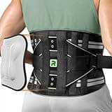 Rakiie Back Brace for Lower Back Pain Relief, 8X Powerful Lumbar Support with 3D Pad, Back Support Belt for Men Women, Breathable Back Support Brace with Adjustable Strap, Green Size M (Waist: 33.5"-39.4")