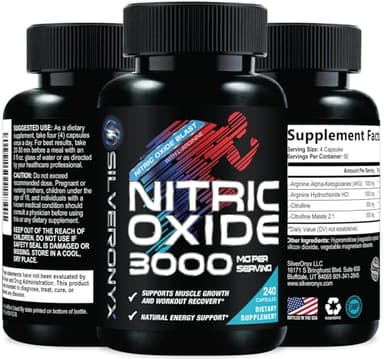 Extra Strength Nitric Oxide Booster 3000mg - 3X Strength L-Arginine AKG & Citrulline Malate - Premium Nitric Booster Natural Energy, Muscle & Heart Support, Bottled in USA Men & Women - 240 Capsules