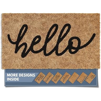 Barnyard Designs Doormat Welcome Mat for Outdoors, Large Front Door Entrance Mat, Brown (Hello, 30x17)