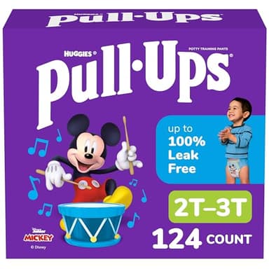 Pull-Ups Boys' Potty Training Pants, Size 2T-3T Training Underwear (16-34 lbs), 124 Count (4 Packs of 31), Packaging May Vary
