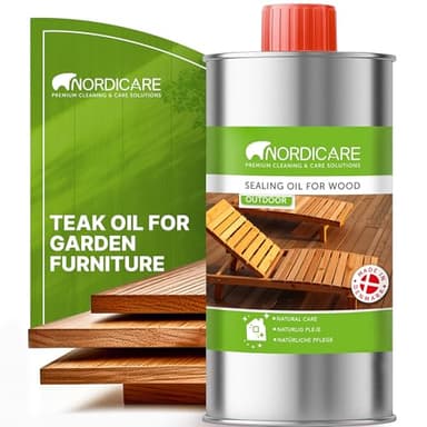 Nordicare Teak Oil for Outdoor Furniture, 16.9 Oz – Outdoor Wood Oil & Sealer for Teak, Acacia, Oak & More, Helps Restore Weathered Wood and Protect Against Drying, Easy to Apply
