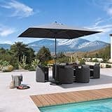 PURPLE LEAF 10' x 10' Square Patio Umbrella Outdoor Table Umbrella Aluminum Frame Market Umbrella Sun Umbrella with 8 Sturdy Ribs for Garden Deck Lawn & Pool Gray