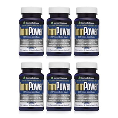 American BioSciences ImmPower AHCC Mushroom Supplement 6-Pack, Enhanced Immune Support, Natural Killer Cell Activity and Cytokine Production, 30 Vegetarian Capsules, 500 milligrams per Capsule