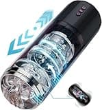 Automatic Male Stroker with 10 Vibrations & 5 Thrusting Modes - Electric Masturbator for Men, Realistic TPE Sleeve, Pocket Pussy Electric Male Stroker Toy Adult Sex Toys (Black+Red)