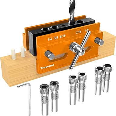 TRAVEANT Self Centering Dowel Jig Kit,Jig Drill Guide Bushings Set,Wood Working Tools Drill and Accessories,Dowel Jigs Woodworking Tools Tools for Men (Orange)