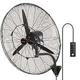 VEVOR 30 Inch Wall-Mount Misting Fan, 3-speed IP44 Waterproof Oscillating, Max. 9500 CFM Wall Mounted Fan for Outdoor, Commercial, Residential, Greenhouse, Workshop, Patio, Black, ETL Listed