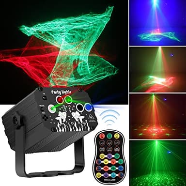 Enjoyedled DJ Disco Stage Party Lights - Northern Laser Light Effect RGB Led Sound Activated Strobe Lighting with Remote Control for Indoor Birthday Karaoke Club KTV, Black USB Powered