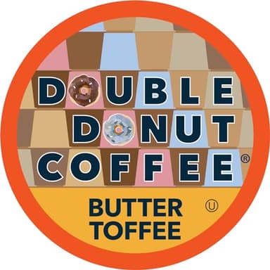 Double Donut Coffee Flavored Coffee Pods,Butter Toffee Coffee, Single Serve Medium Roast Coffee for Keurig K Cups Brewers, 24 Count