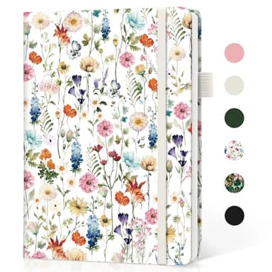 Taja Lined Journal Notebook for Women & Men, Hardcover Leather Journal for writing, A5 College Ruled Notebook for Work & Note Taking, Perfect for Office School Home Supplies, 160 Pages, Garden