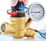 Wodli RV Water Pressure Regulator for RV Camper, Brass Lead-Free Handle Adjustable RV Water Pressure Regulator with Gauge, Water Pressure Reducer Valve w/Filter for Travel Trailer, RV Plumbing System