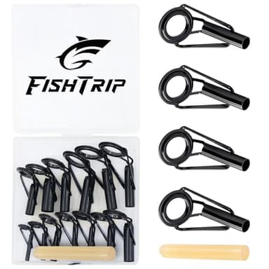 FishTrip Rod Tip Repair Kit 20pcs Fishing Rod Tips Replacement Kit Stainless Steel Ceramic Guides Ring Fishing Pole Eyelets Repair Kit