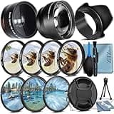 ZeeTech 49mm Accessory Bundle for Canon EOS: R50, R100, M5, M6 Mark II, M6, R10, R7 + Wide Angle + Telephoto Lens + 4 Pieces Close-Up Lens Filter Kit + More (19pc Bundle)