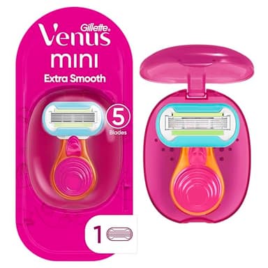 Gillette Venus Extra Smooth Travel Razor Kit for Women, Mini Handle + Refill + Case