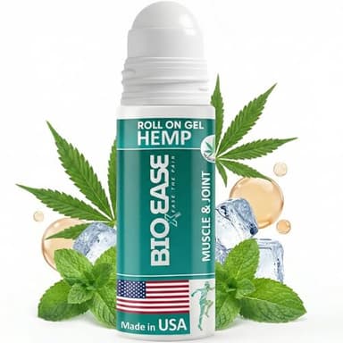 Fast-Acting Hemp Pain Relief Roll-On – Cooling Menthol Formula for Muscle, Joint & Back Comfort – Non-Greasy Topical Gel, Made in USA