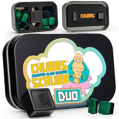Chubbs Scrubb Duo Magnetic Glass Cleaner Kit - Mini Magnet Scrubber for Hard-to-Reach Stains on Glass, Ceramic & Metal