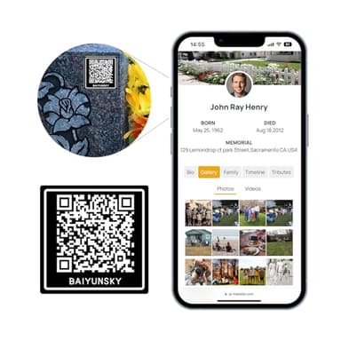 Grave Medallion and Memorial Webpage , QR Memorial Plaques for Outdoors,Headstone Grave Marker ,Sympathy Gifts for Loss of Loved One, Collecting Memories, Photos, and Messages from Family/Friends