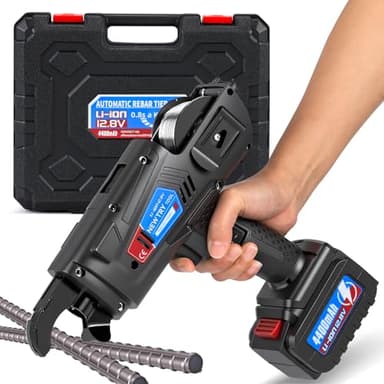 NEWTRY Rebar Tie Automatic Rebar Tier Gun 4400 MAh Steel Tying Machine 8-34mm Bar Tie Tool 0.31’’-1.33’’ Tightness Adjustable Rechargeable 12.8V