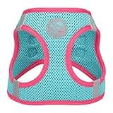 PHOEPET Step-in Dog Harness,Reflective Adjustable Dog Vest Harness, Soft Pet Walking Jacket with 2 Metal Leash Hooks for Dog and Cat(Mint Green Base & Pink Straps,S)