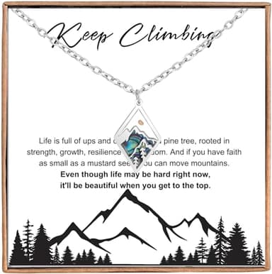 Haoze Inspirational Gifts for Women Mountain Necklace Pine Tree Necklace Mustard Seed Jewelry Gifts for Hikers, Campers, Climbers and Nature Lovers (Silver Mountain)